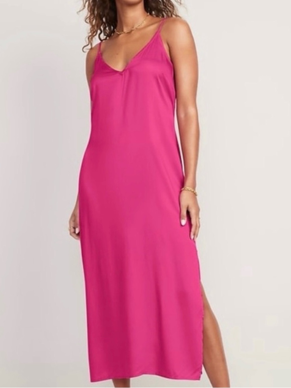 Old Navy Hot Pink Slip Midi Dress